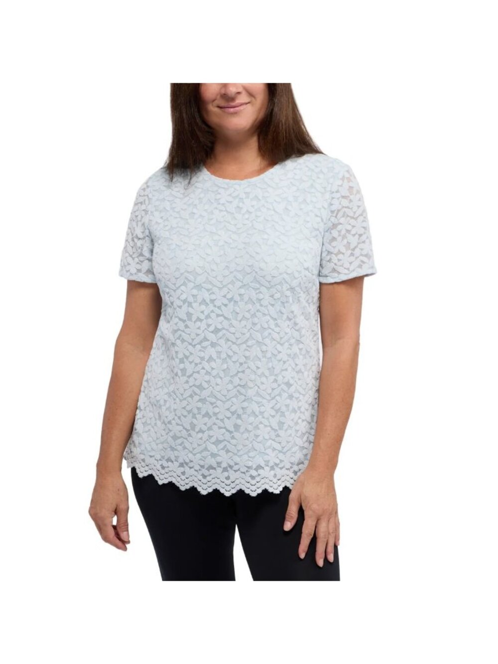 Teddi Rose Women S Lace Top (Light Blue  Large)